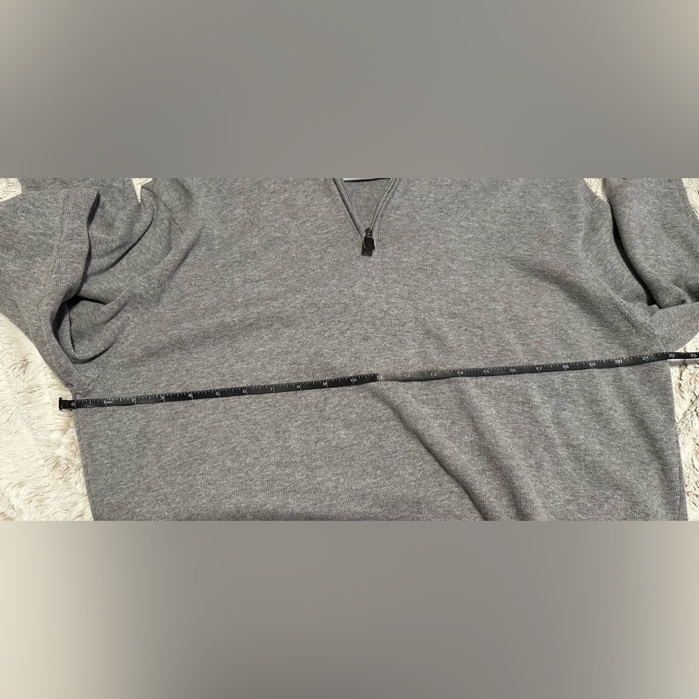 Jos. A. Bank Traveler 100% Pima Cotton Mock Neck Grey Zip-Up Sweater - Picture 6 of 8